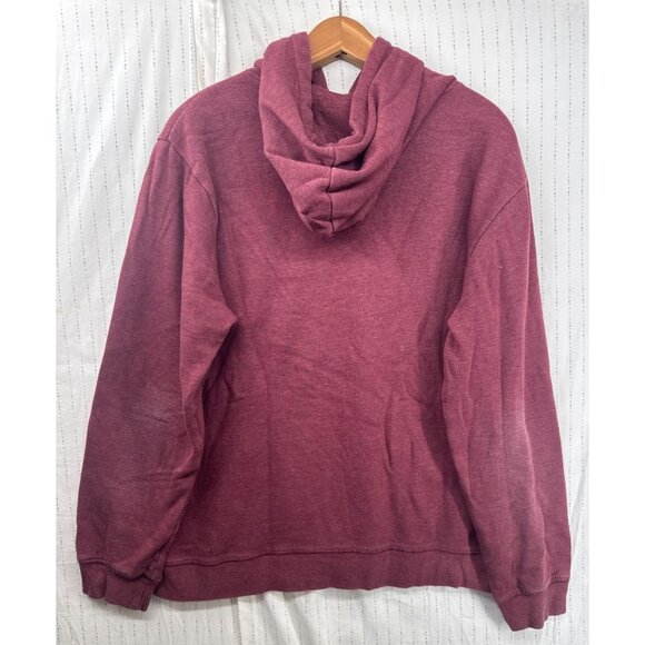 Volcom Mens Hoodie Sz L Maroon Heathered Logo Pocket Streetwear Worn-In Comfort - Picture 2 of 10